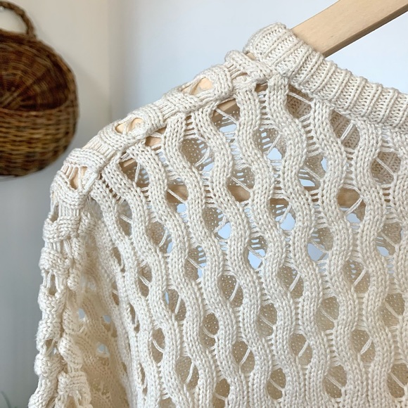 Wol Hide Loose Lace Lattice Organic Cotton Knit Sweater - Picture 9 of 14